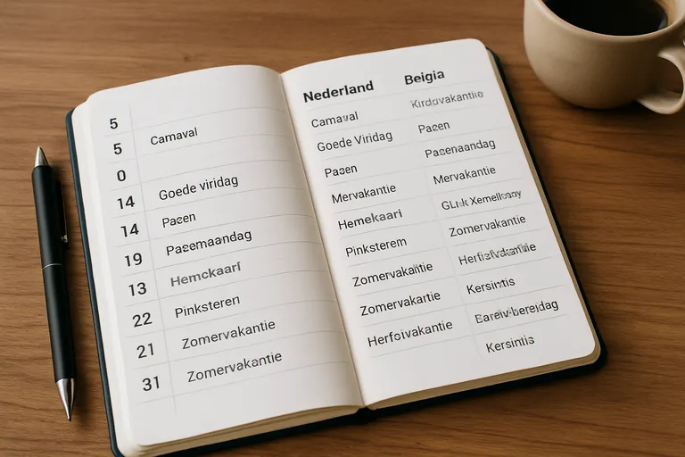 Feestdagen en vakanties per week (NL en BE)