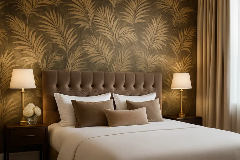 Hotel chique behang in de slaapkamer
