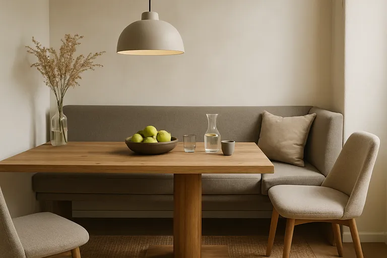 Ruimtebesparend en stijlvol tafelen met een eettafel en bank langs de muur