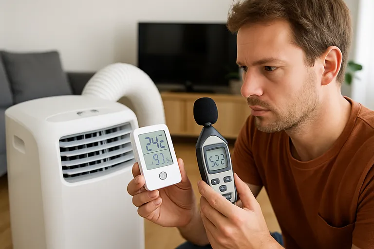 Wat test je bij een mobiele airco?