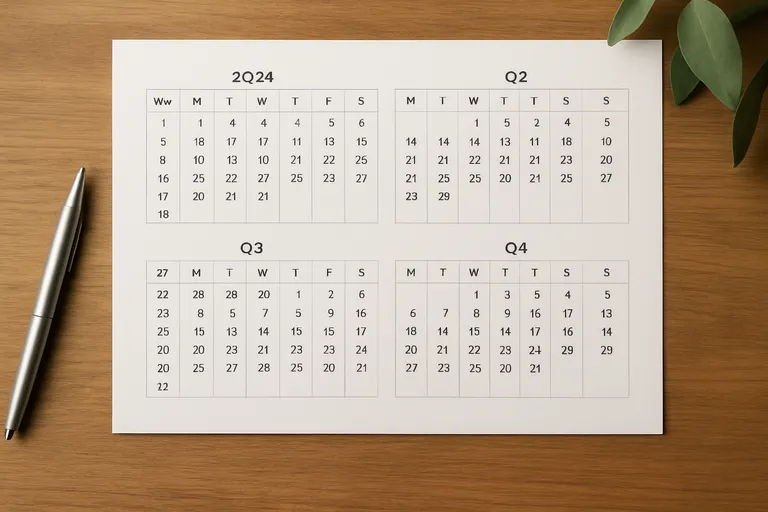 Weekkalender 2024 per kwartaal